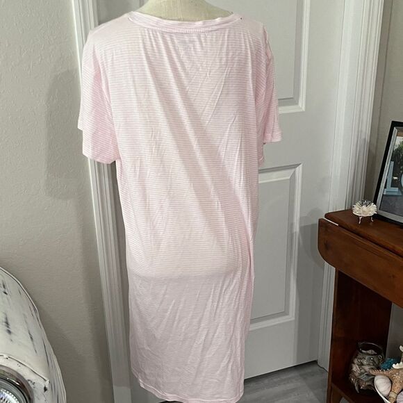 Life Is Good Pink and White Striped Watermelon V Neck Night Shirt NWOT SZ XL - Picture 6 of 8